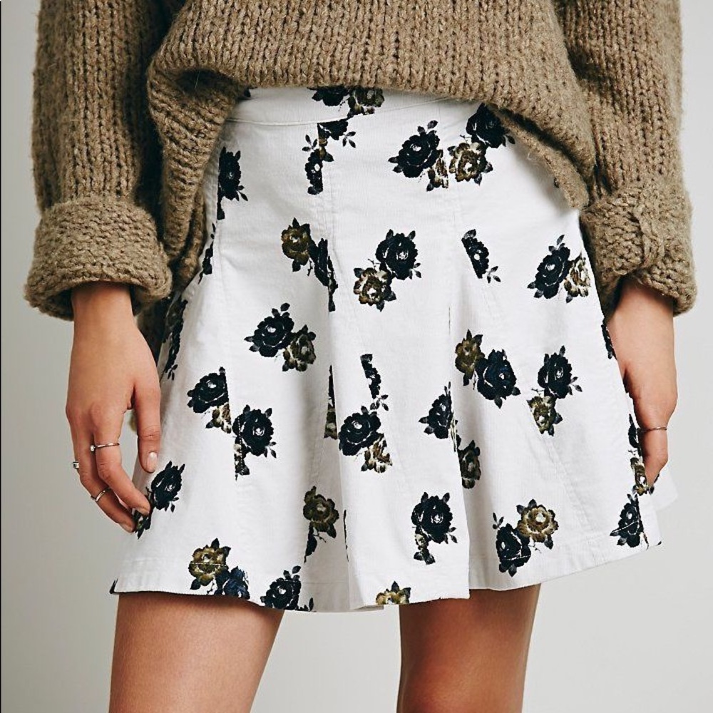 Free People Floral Corduroy Skirt